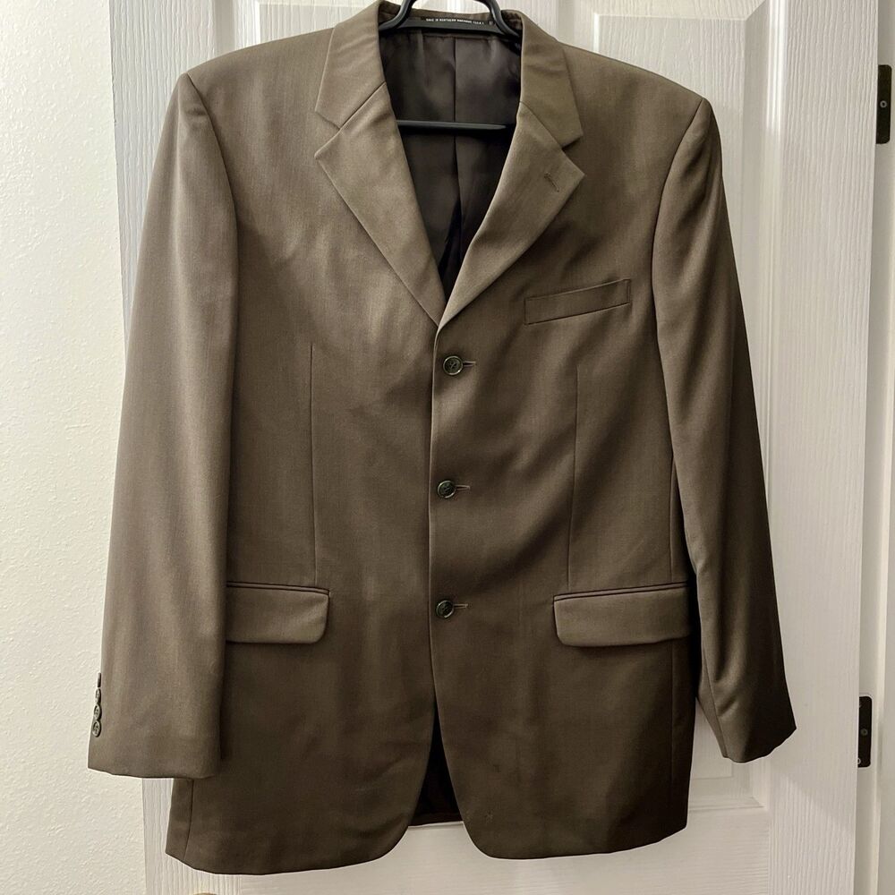 Jones New York Golden Fil Men 42L Brown Blazer Jacket Sport Coat 3 Button READ